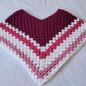 Pretty crochet poncho - pink and white - Child sized