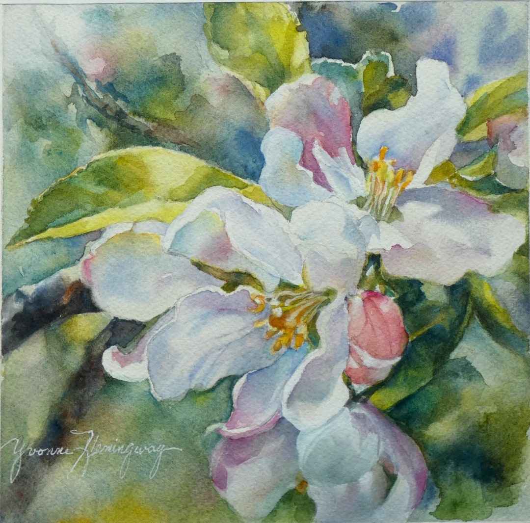 Original Apple Blossom Watercolor Painting: Floral Home Decor - Etsy