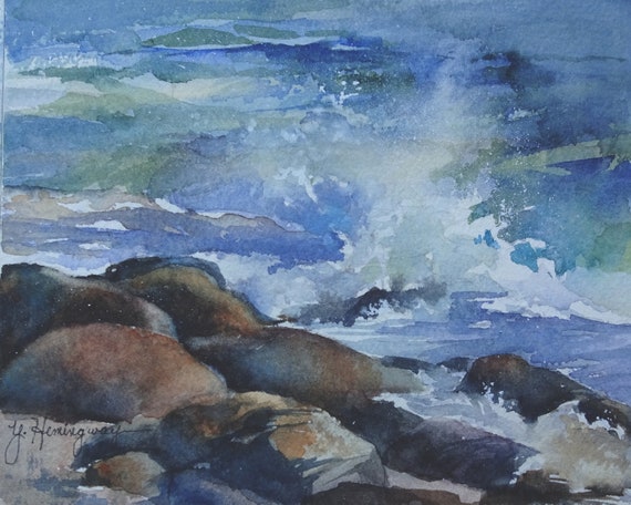 ocean wave watercolor painting