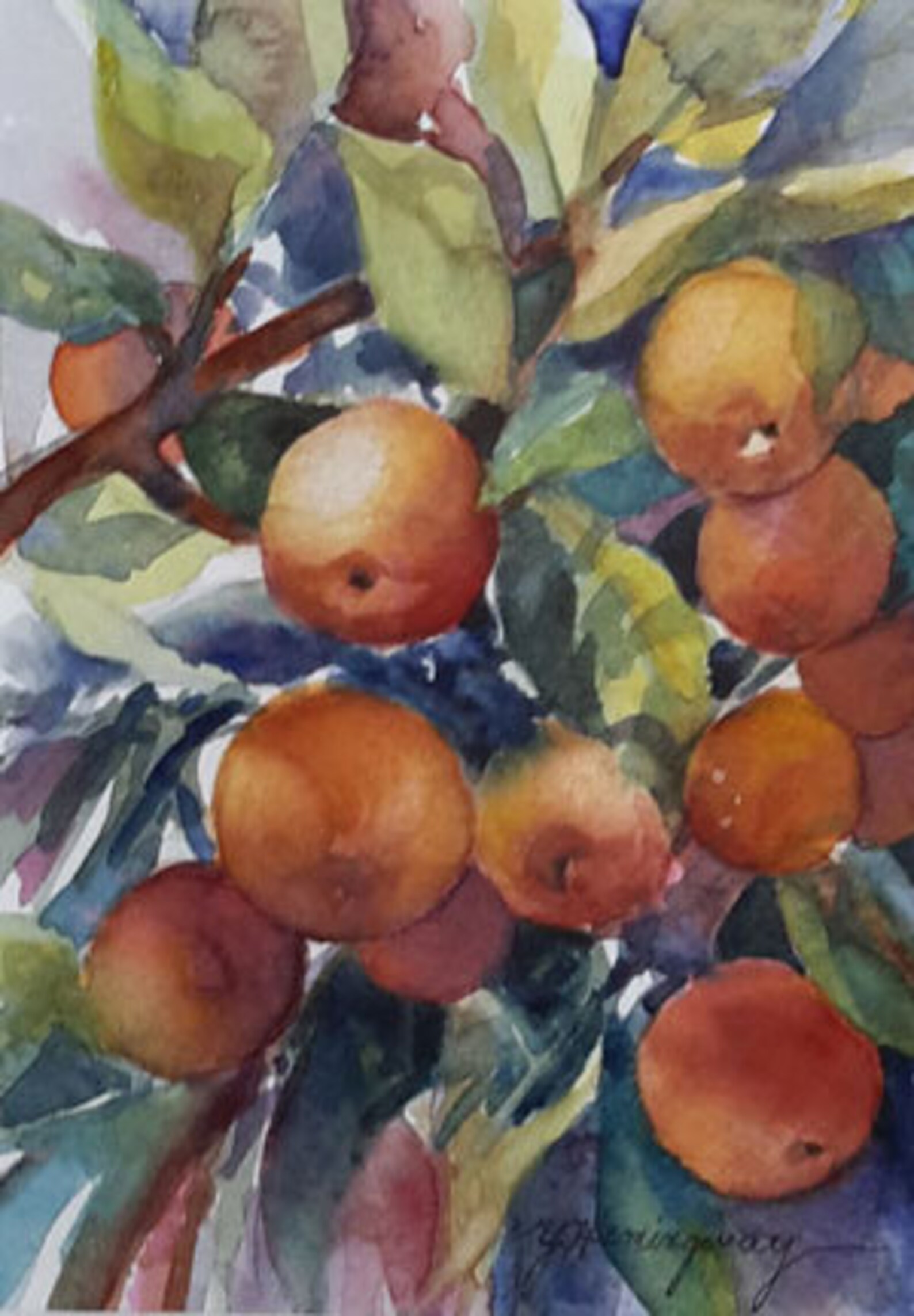 Watercolor Painting of Oranges From Botanical Garden Wall Etsy