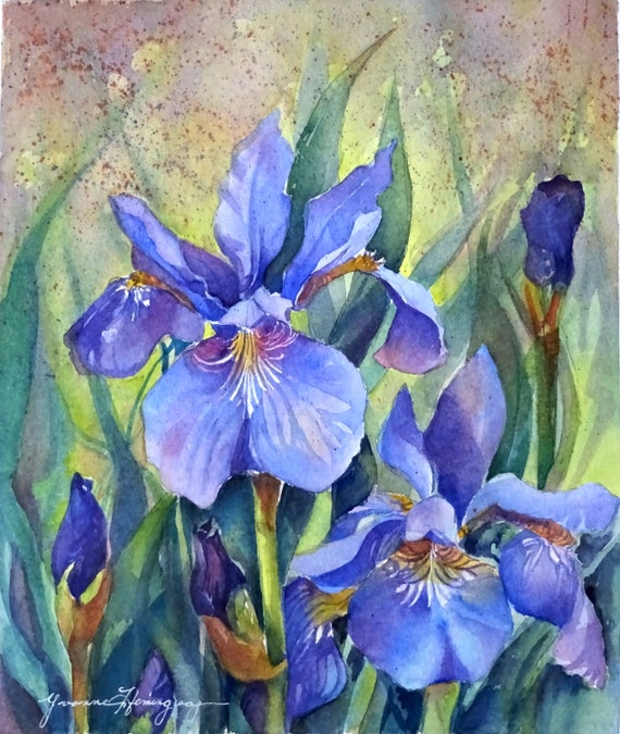 Siberian Iris Watercolor Painting Original Fine Art Painting | Etsy