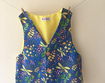 Dragonfly waistcoat, dragonfly print, dragonfly gift, dragonfly vest, baby waistcoat, toddler waistcoat , baby vest, toddler vest