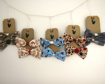 Large Christmas hair bows on either an either an elastic band or snap barette clip.