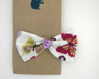 Butterfly hair bow, butterfly hair accessories, butterfly print, butterfly gift, girls hair clip, adult hair bow, snap barette clip bow