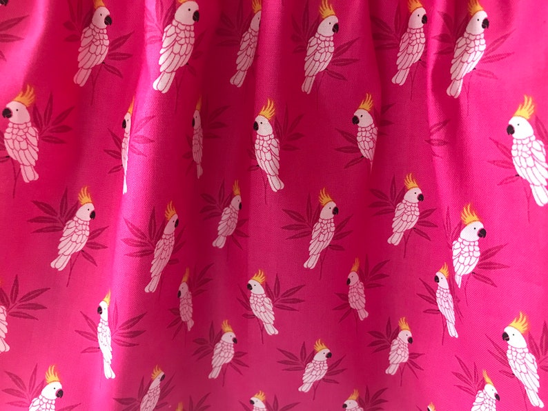 cockatoo gift cockatoo print bright skirt Cockatoo skirt smocking skirt elasticated skirt party skirt toddler skirt baby skirt