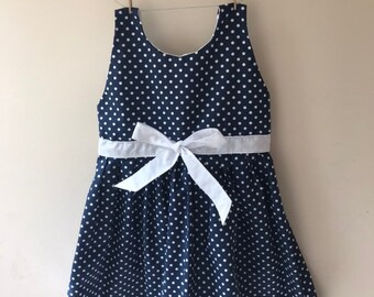 Spotty dress, spotty print, dotty dress, party dress, baby dress, toddler dress, sibling outfits, boy girl twins, navy dress, navy white