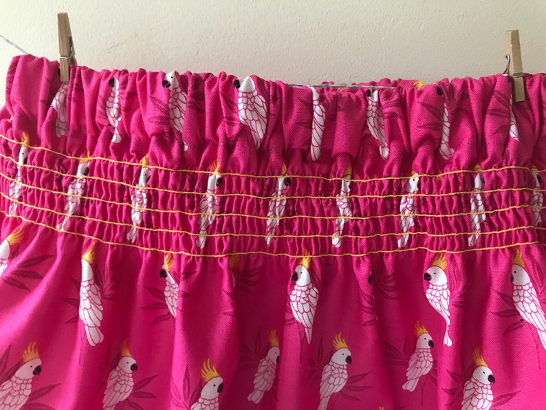 cockatoo gift cockatoo print bright skirt Cockatoo skirt smocking skirt elasticated skirt party skirt toddler skirt baby skirt