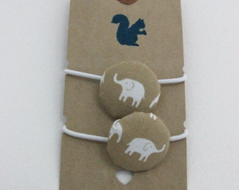 Bandas de pelo de elefante, accesorios del pelo de elefante, imprimir elefante, elefante regalo, niñas elefante regalo, Coleteros botón, bandas de pelo de elefante