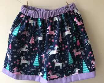 Unicorn skirt, unicorn print, unicorn gift, unicorn clothes, Christmas skirt, baby skirt, toddler skirt, girls skirt, elasticated skirt
