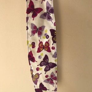 Butterfly headband, button headband, fabric headband, ear saver headband, butterfly print, soft headband, ear button headband