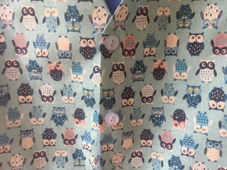 Owl waistcoat, owl vest, owl print, baby waistcoat, childrens waistcoat, baby vest, sibling outfits, owl gift, pageboy outfit, cake smash image 3