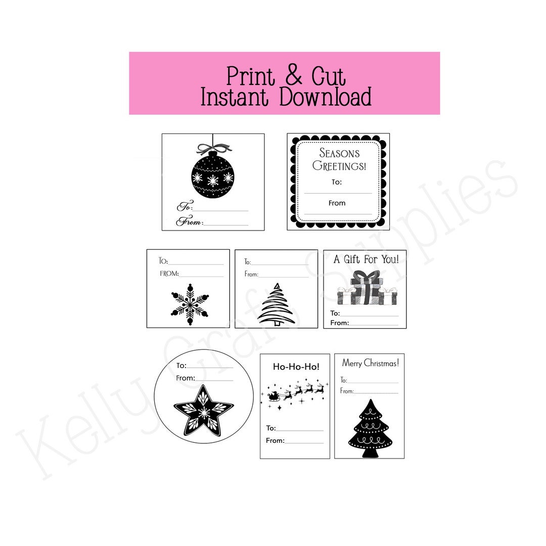 Printable Black And White Holiday Tags