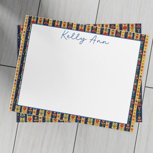 Juego de papelería: tarjetas con motivos folclóricos, colores primarios para niñas, tarjetas planas personalizadas, tarjetas preppy, paquetes de postales, obsequios para ella