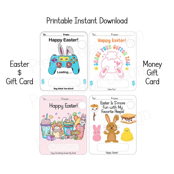 Printable Easter Money Cards, Easter Basket Filler, Easter Basket Stuffer, Easter Basket Gift, Easter Gift Card, Easter Present, Easter Gift