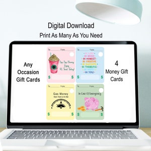 Printable Money Gift Cards, Gift Card Holder, Money Card, Print-then ...