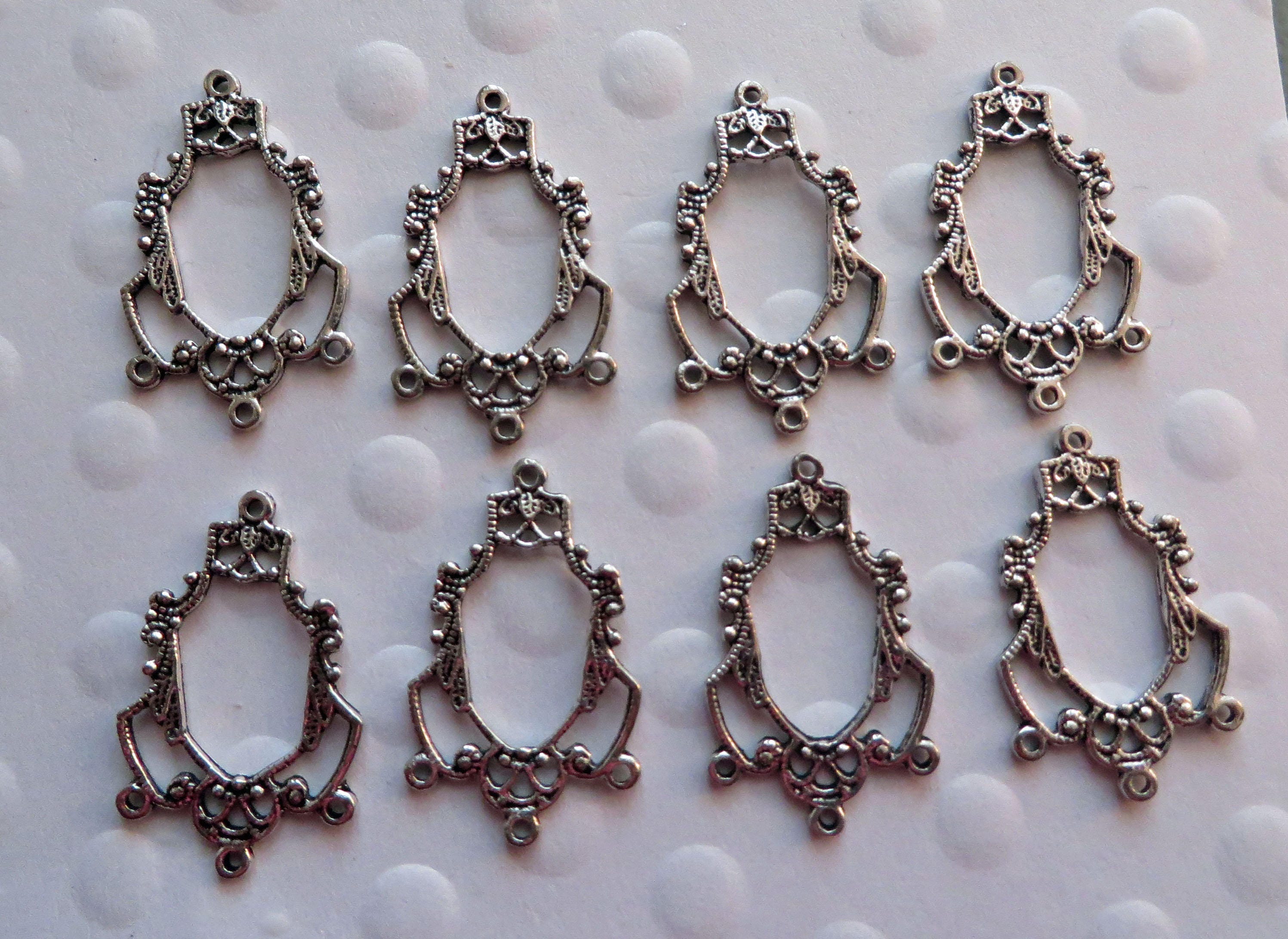 8 Filigree Antique Silver Chandelier Earring Findings Etsy