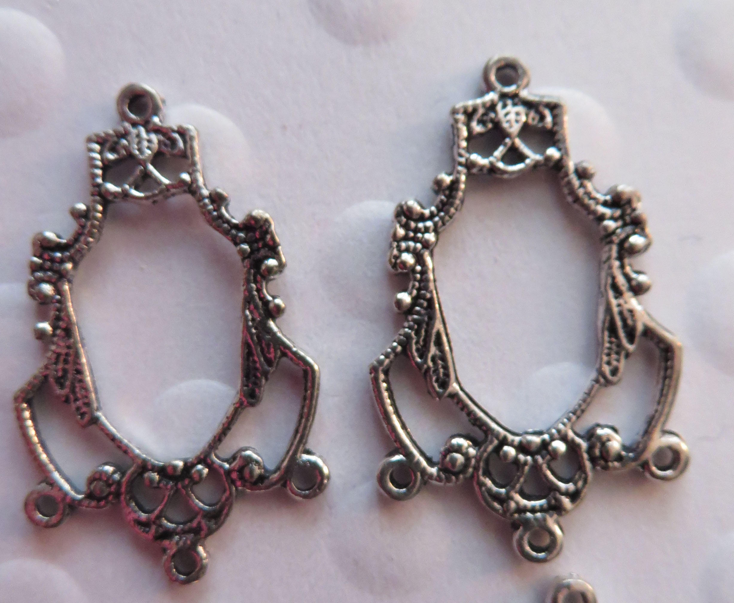 8 Filigree Antique Silver Chandelier Earring Findings Etsy