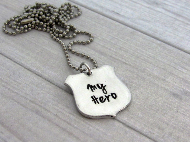 Police Badge Wallet Insert With Badge Necklace Hand Stamped Etsy