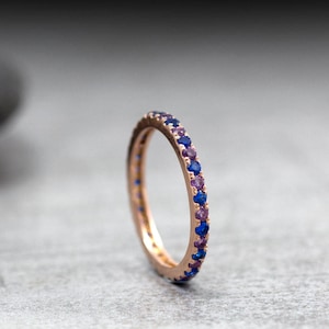 Alternating Sapphire and Purple Amethyst Eternity ring
