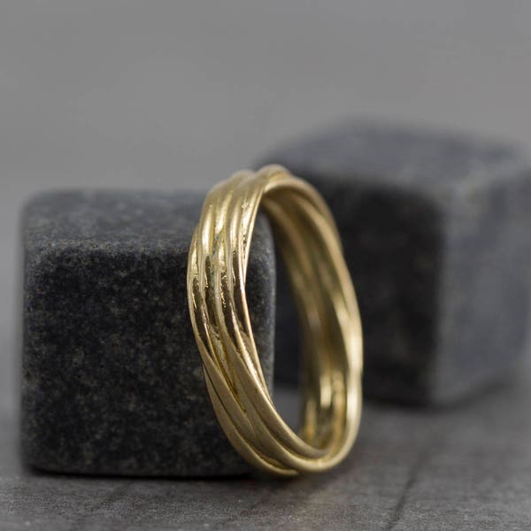 Men wedding ring - knot ring - gold ring - man wedding ring - braided wedding ring - texture - strands