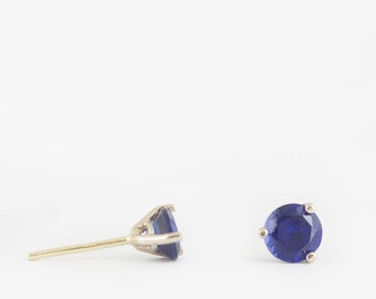 Pendientes de zafiro, aretes, zafiro azul, tachuelas de zafiro, joyas de zafiro, pendientes azules, tachuelas de punta, 0,92 ct, algo azul