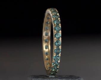 Blue Green emerald eternity ring - Gold eternity rings - gold rings - eternity band - may birthstone - stacking rings - free shipping