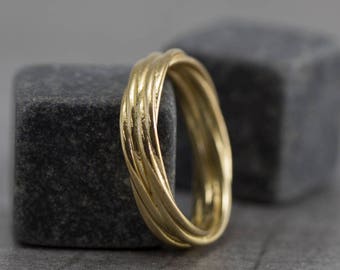 Men wedding ring - knot ring - gold ring - man wedding ring - braided wedding ring - texture - strands