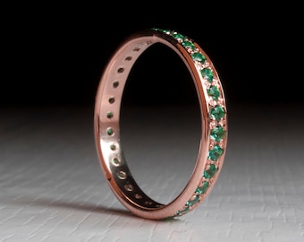 Rose Gold Emerald Eternity ring