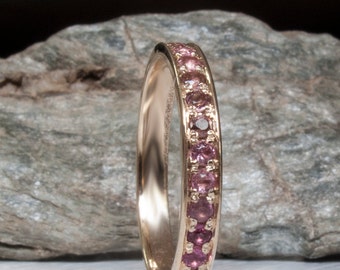 Pink Tourmaline / eternity ring / eternity band / handmade ring / stacking ring / gift for her / 14K Gold rings