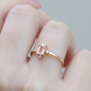 Vintage inspired Morganite and diamond ring | gold ring | natural Morganite gemstone | 14K gold ring | Rose gold engagement ring | Gift