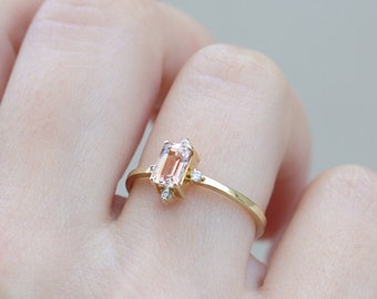 Vintage inspired Morganite and diamond ring | gold ring | natural Morganite gemstone | 14K gold ring | Rose gold engagement ring | Gift