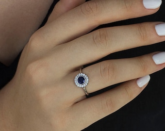 engagement ring, diamond ring, engagement rings, halo engagement ring, halo ring, Sapphire ring, sapphire and Diamond