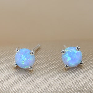 Opal earrings, stud earrings, blue Opal , Opal studs, Opal jewelry, blue earrings, prong studs, something blue, October birthstone