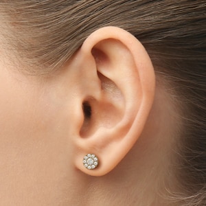 Diamond stud Handcrafted Floral Earrings, Perfect Gift for Her, Crafted in 14k Gold with Moissanite or Diamonds, 14K Gold, vintage earrings