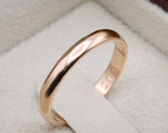 Beautiful 14K Rose Gold ring , simple wedding band in solid gold