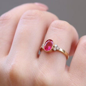 Ruby ring Rose Gold, Natural Ruby ring, July birthstone image 1