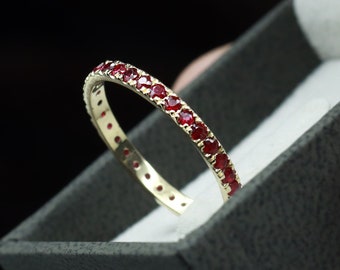 Ruby ring Rose Gold, eternity ring, Natural Ruby ring, July birthstone, Dainty stacking ring