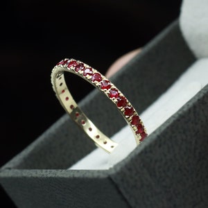 Ruby ring Rose Gold, eternity ring, Natural Ruby ring, July birthstone, Dainty stacking ring
