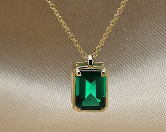 Emerald necklace, Green Emerald , gold necklace, necklace, necklaces for women, Emerald jewelry, May birthstone, Emerald pendant, Green