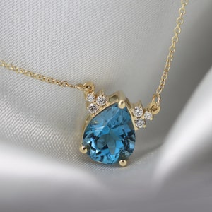 London Blue Topaz and Diamond Necklace, Diamond Necklace , Pear London ...