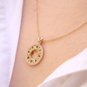 Moissanite Celtic necklace, dainty Moissanite pendant, Celtic necklace, 14K Gold necklace, anniversary gift, gift for her, gift image 1