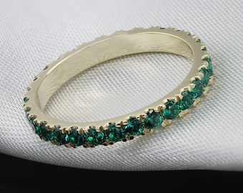 Blue Emerald Eternity ring