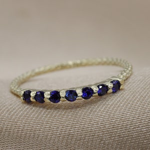 Half eternity ring Sapphire ring - Blue stone Gold ring