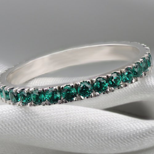Gold Rainbow Gradient Eternity Ring Sapphire Emerald - Etsy