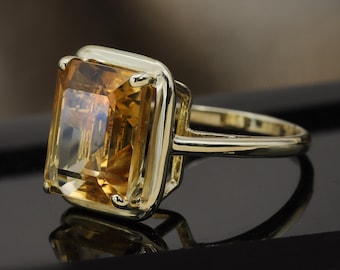 Citrine Solitaire ring , Yellow citrine ring, Citrine jewelry, Yellow gemstone ring, 14K Gold, 18K Gold