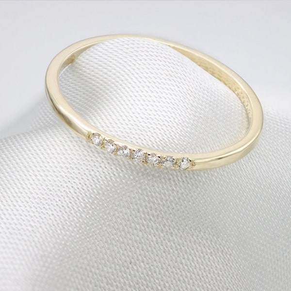 Dainty Diamond gold ring - Stacking ring - Small Diamond - thin band - white diamonds - 14K Gold ring - anniversary gift for her