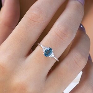 London blue topaz ring, rose gold ring, engagement ring, vintage ring, art deco, ring for women, Diamond ring, 14K gold ring, gift for her