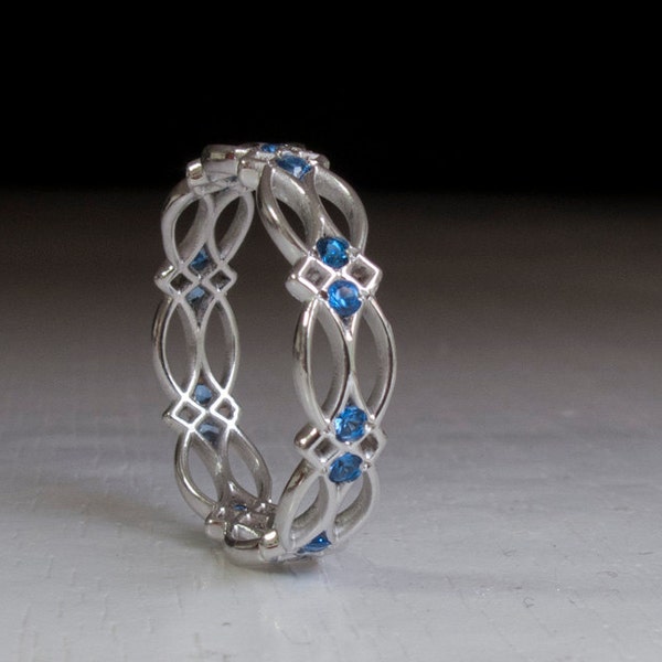 Sterling Silver Celtic Ring - Eternity Ring - Sapphire Ring