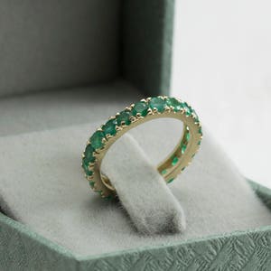 Emerald ring, eternity band, may birthstone ring, engagement ring, anniversary ring, stackable ring, stacking ring, natural emerald ring