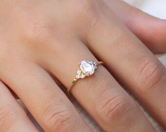 White sapphire ring, White sapphire and Diamond ring, engagement ring, unique ring, unique engagement, White sapphire engagement ring